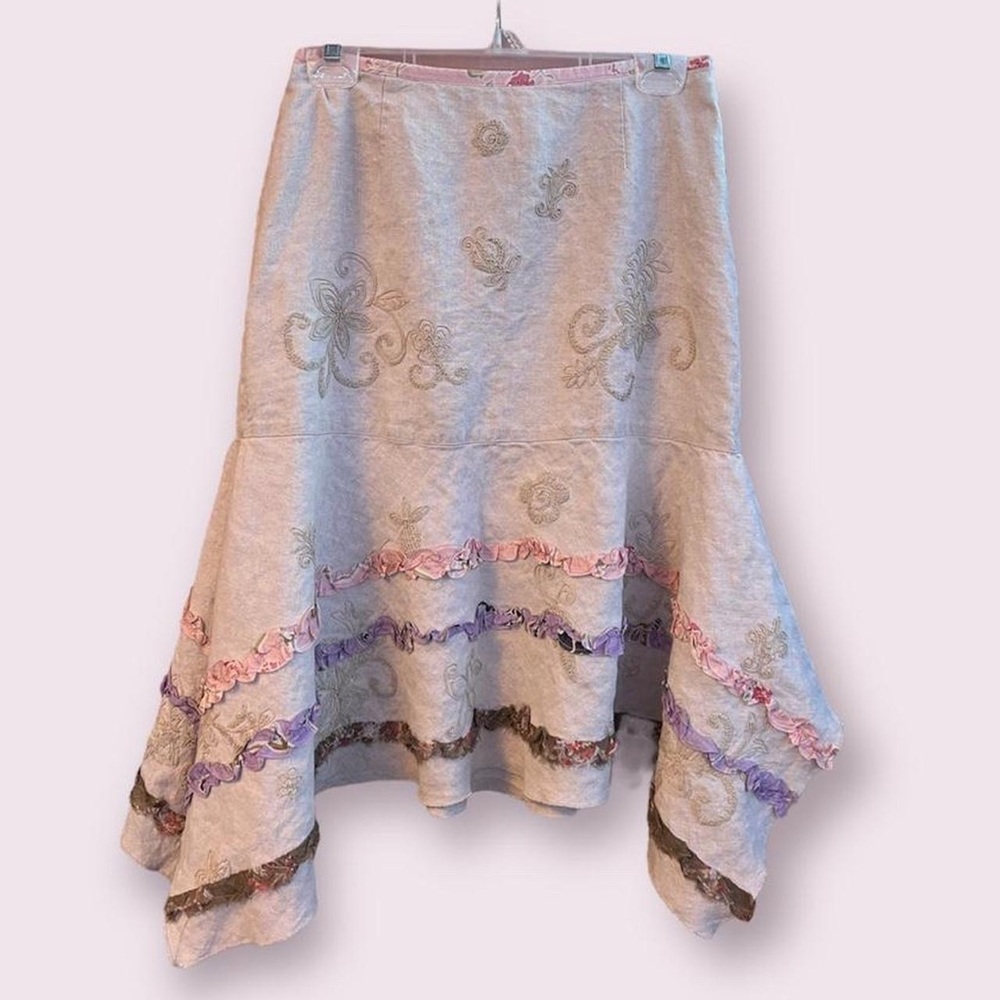 embroidered floral fairy midi skirt